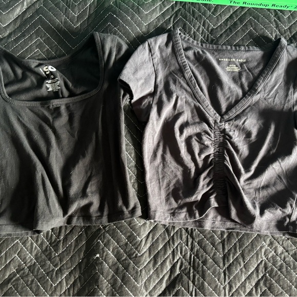 2 Black/gray Crop Tops. American Eagle & SO. Small - Picture 1 of 7